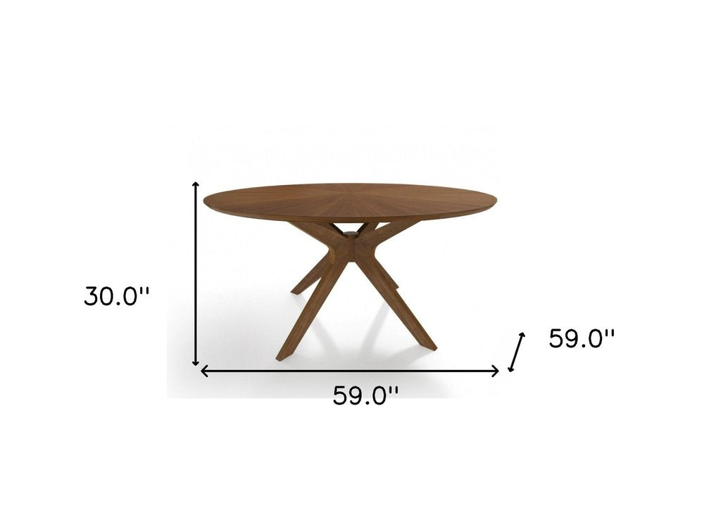 Brown Rounded Pedestal Base Dining Table - 59-inch