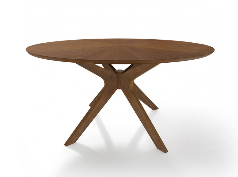 Brown Rounded Pedestal Base Dining Table - 59-inch