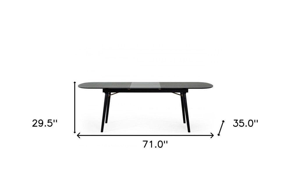 Black Rectangular Manufactured Wood Butterfly Leaf Dining Table - 71-inch