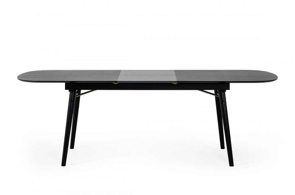 Black Rectangular Manufactured Wood Butterfly Leaf Dining Table - 71-inch