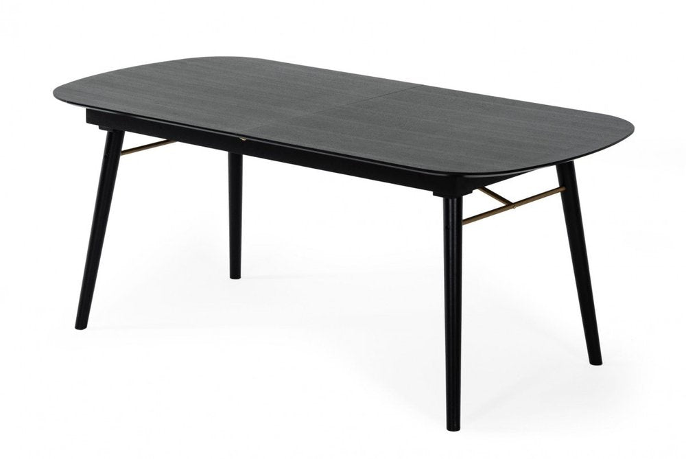 Black Rectangular Manufactured Wood Butterfly Leaf Dining Table - 71-inch