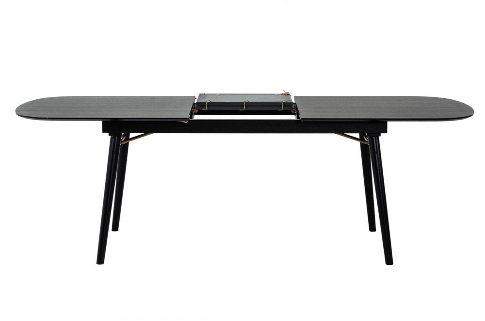 Black Rectangular Manufactured Wood Butterfly Leaf Dining Table - 71-inch