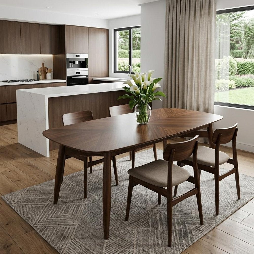 Brown Solid Wood Dining Table - 95-inch