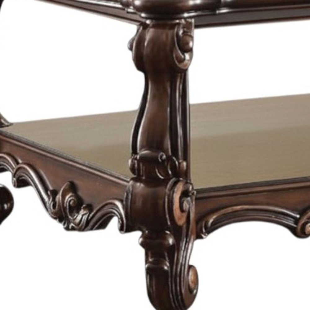 Brown and Dark Brown Wood Coffee Table with Shelf - 59-inch