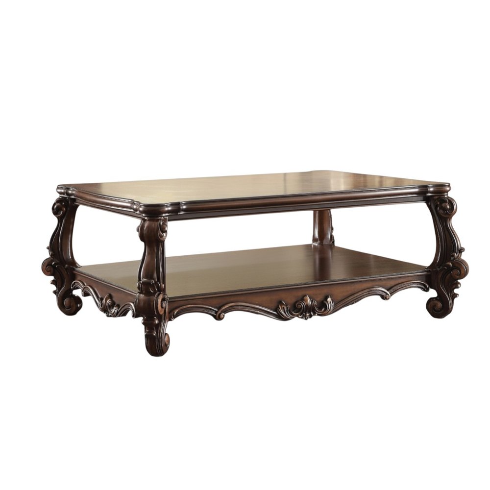 Brown and Dark Brown Wood Coffee Table with Shelf - 59-inch