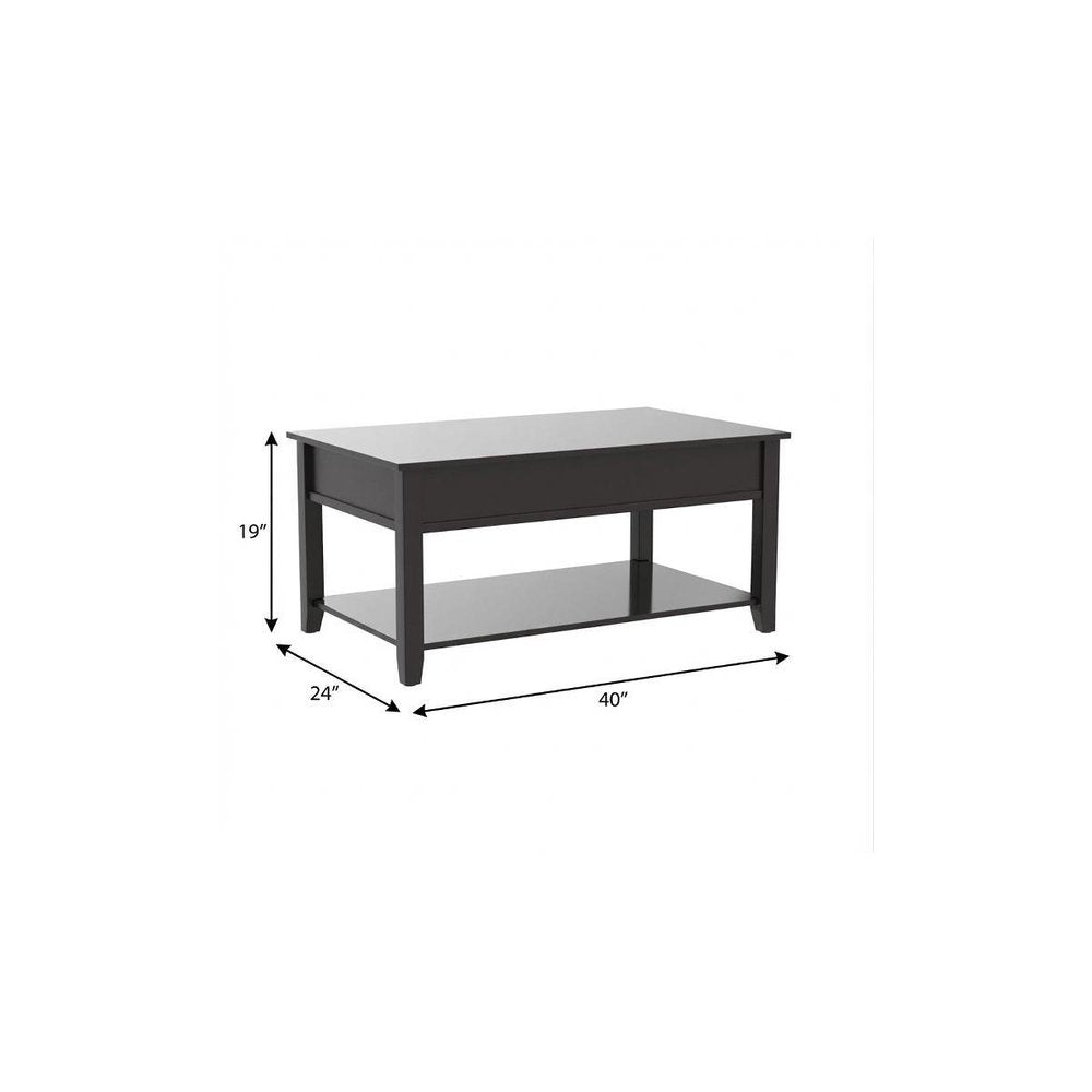 Black Wood Lift Top Coffee Table - 40-inch