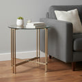Champagne and Clear Glass and Metal Round End Table - 24-inch