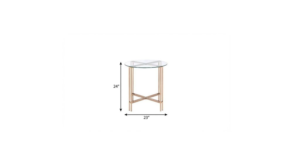 Champagne and Clear Glass and Metal Round End Table - 24-inch