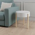 Natural Brown and White Manufactured Wood and Solid Wood Round End Table