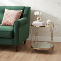Gold Mirrored and Metal Round End Table with Shelf - 23-inch