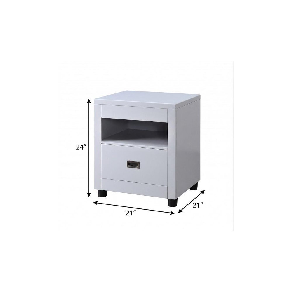 Dove Gray Square End Table with Drawer and Shelf - 24-inch