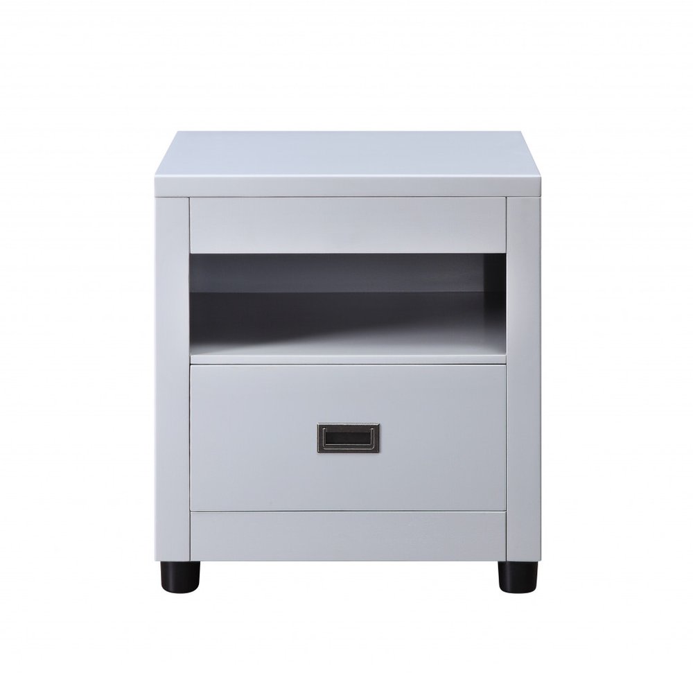 Dove Gray Square End Table with Drawer and Shelf - 24-inch