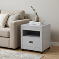 Dove Gray Square End Table with Drawer and Shelf - 24-inch