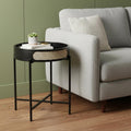 Black Melamine Veneer and Manufactured Wood Round End Table - 24-inch