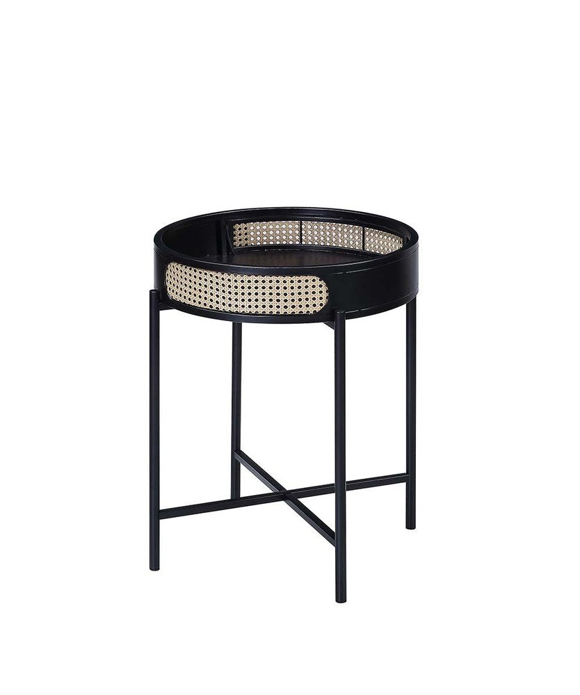 Black Melamine Veneer and Manufactured Wood Round End Table - 24-inch