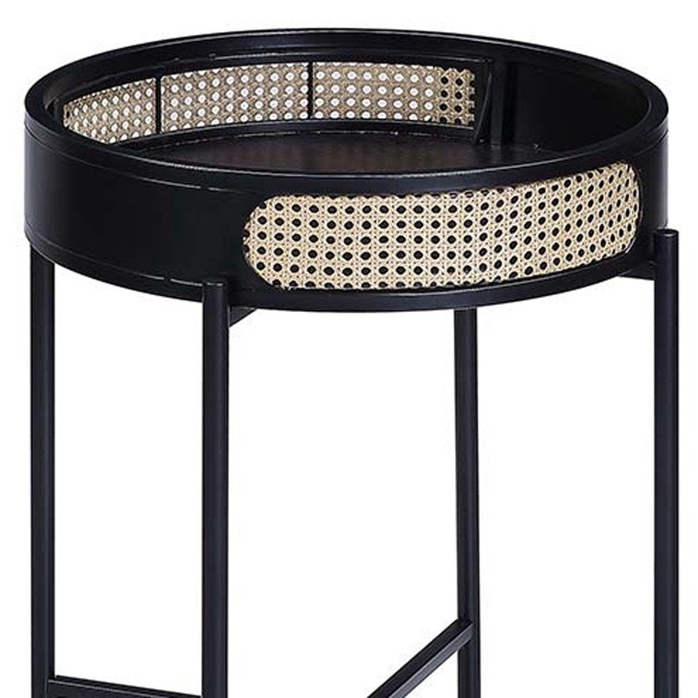 Black Melamine Veneer and Manufactured Wood Round End Table - 24-inch