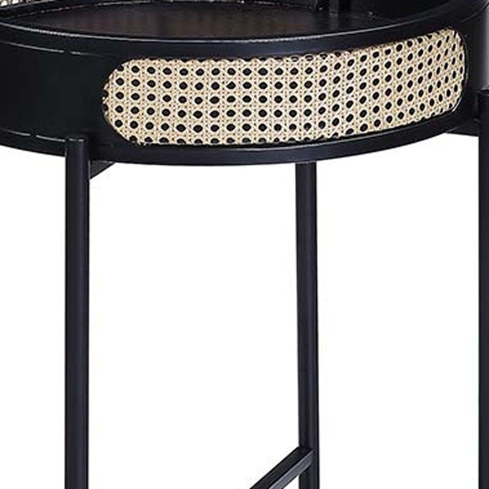 Black Melamine Veneer and Manufactured Wood Round End Table - 24-inch