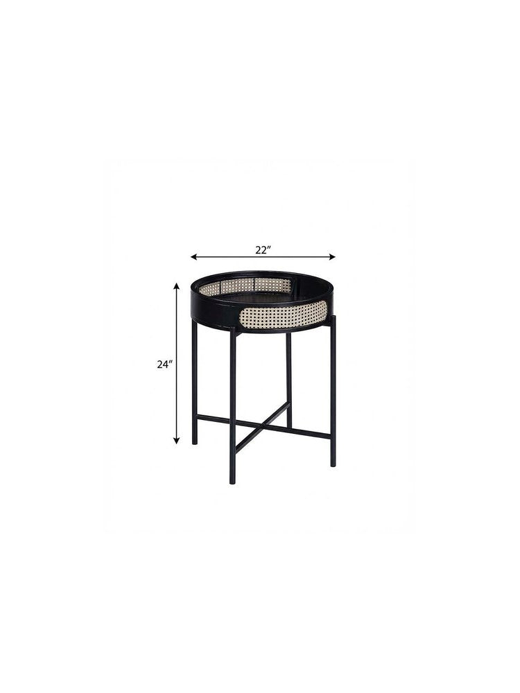 Black Melamine Veneer and Manufactured Wood Round End Table - 24-inch