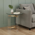 Gold and Clear Glass and Metal Round End Table - 24-inch