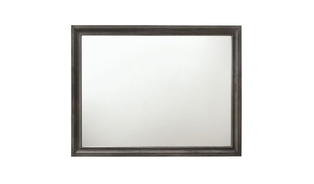 Gray Wood Framed Mounted Dresser Mirror - 36-inch