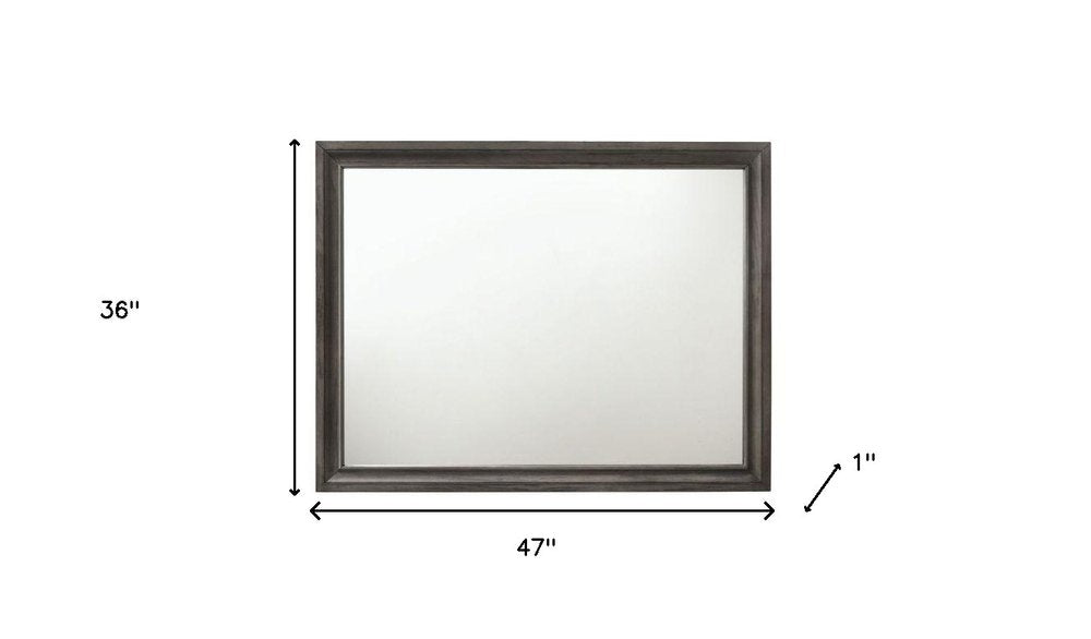 Gray Wood Framed Mounted Dresser Mirror - 36-inch