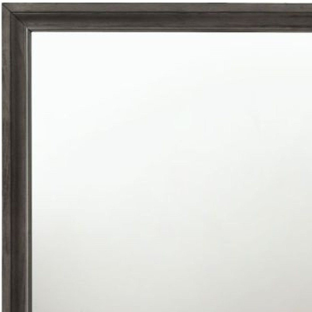 Gray Wood Framed Mounted Dresser Mirror - 36-inch