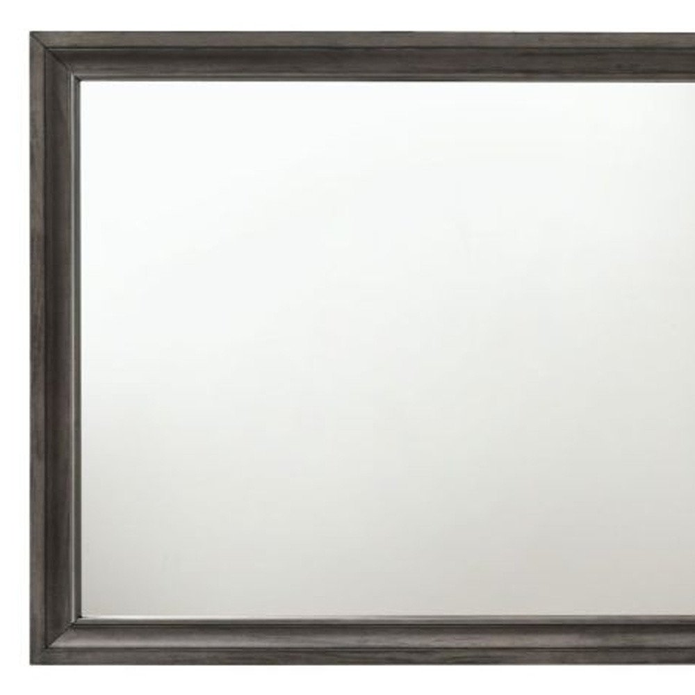 Gray Wood Framed Mounted Dresser Mirror - 36-inch