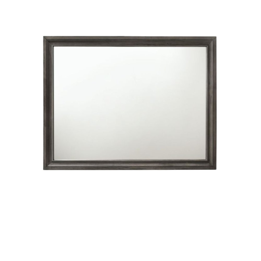 Gray Wood Framed Mounted Dresser Mirror - 36-inch