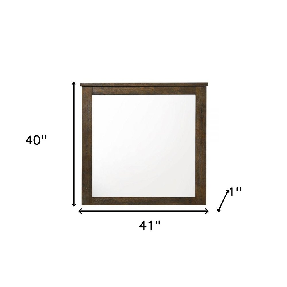 Square Wood Framed Mounted Dresser Mirror - 40-inch