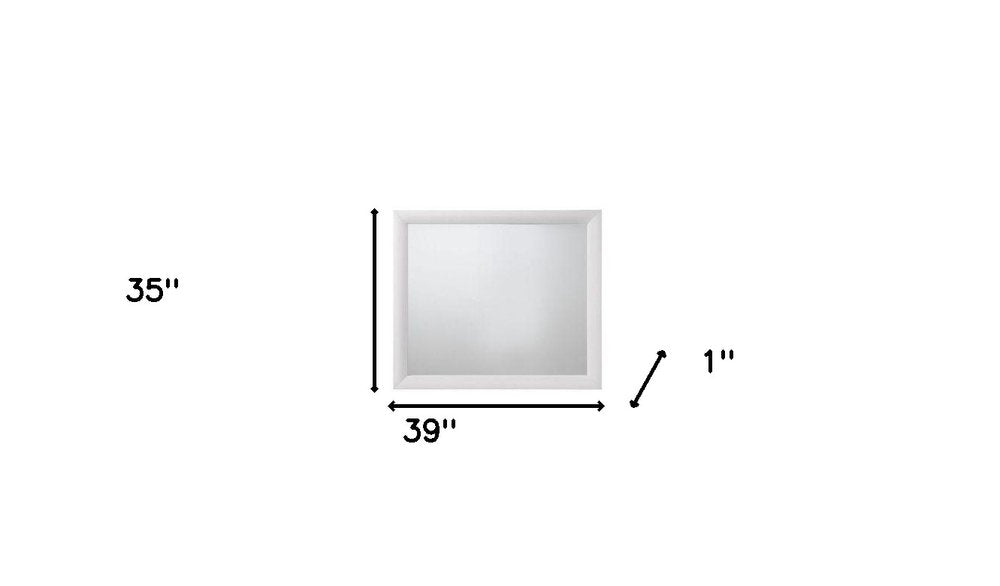 White Square Wood Framed Mounted Dresser Mirror - 35-inch