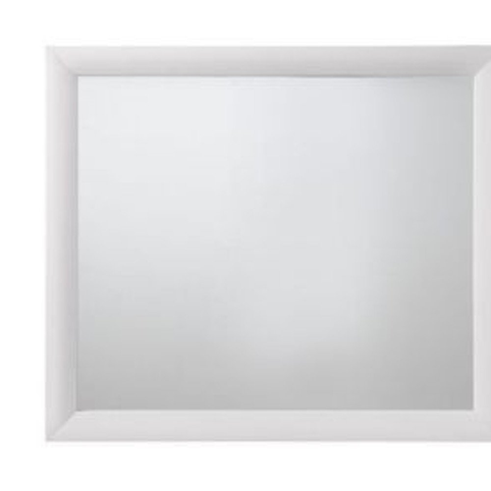 White Square Wood Framed Mounted Dresser Mirror - 35-inch