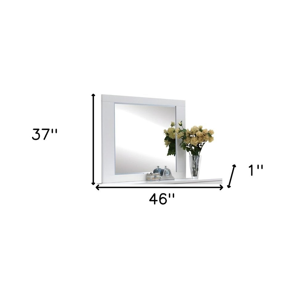 White Wood Framed Mounted Dresser Mirror - 37-inch
