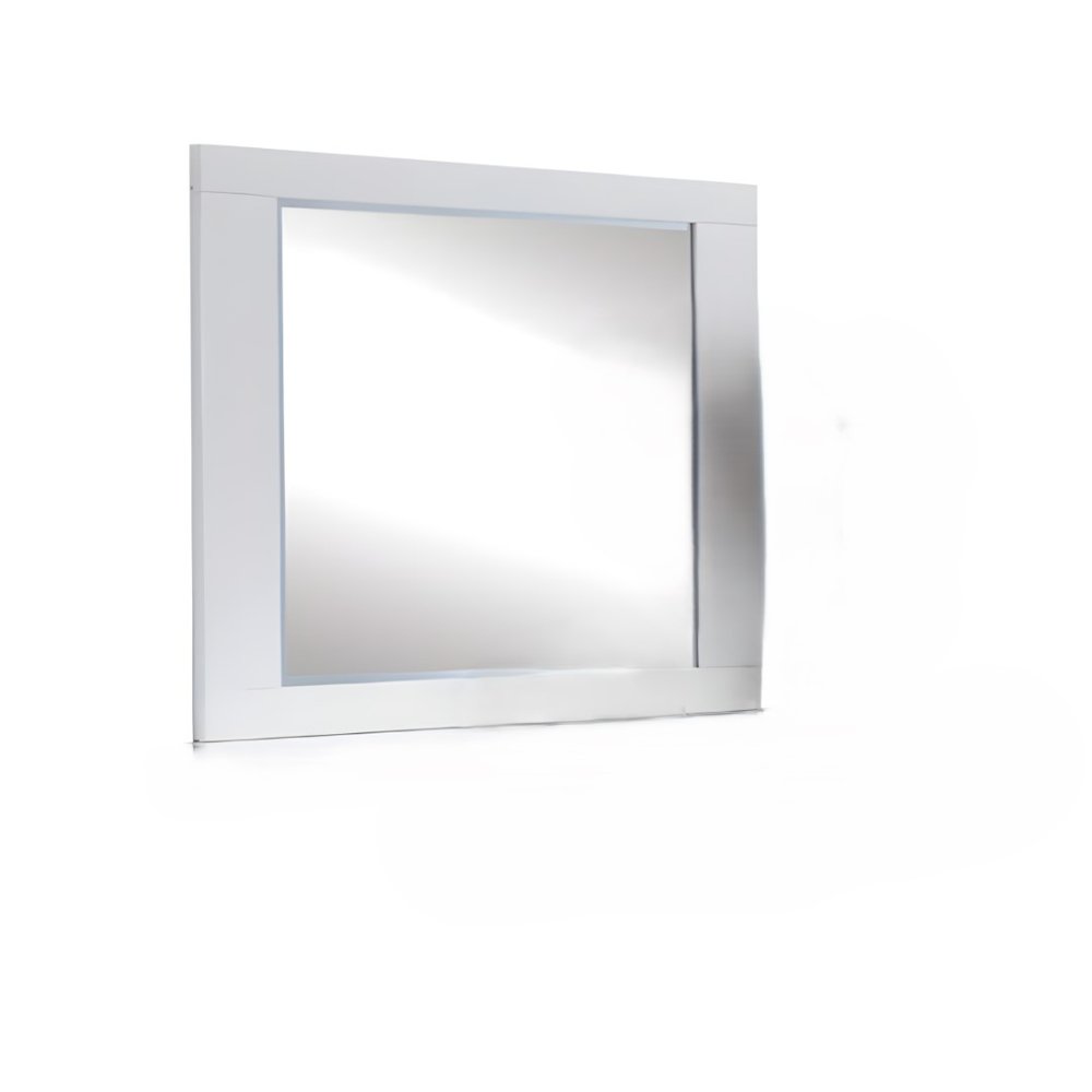 White Wood Framed Mounted Dresser Mirror - 37-inch