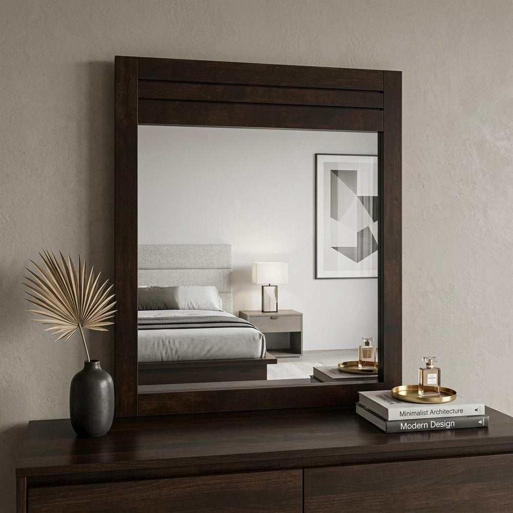 Mahogany Wood Framed Dresser Mirror - 37-inch