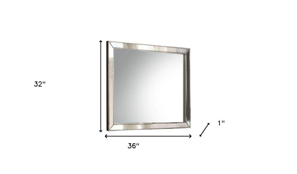 Platinum Wood Framed Mounted Dresser Mirror - 32-inch