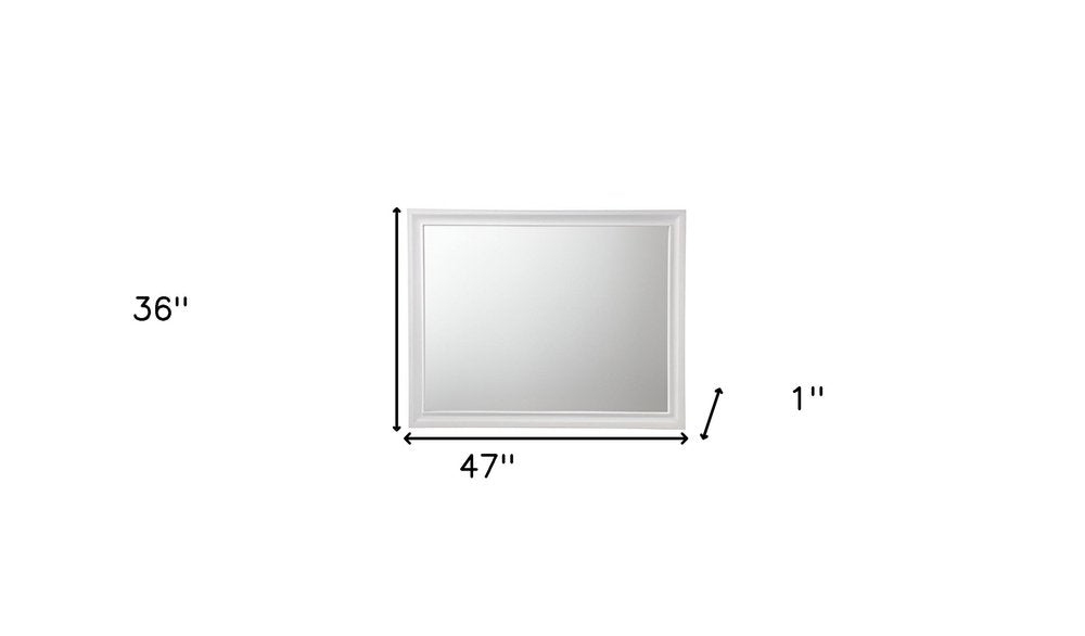 White Wood Framed Mounted Dresser Mirror - 36-inch