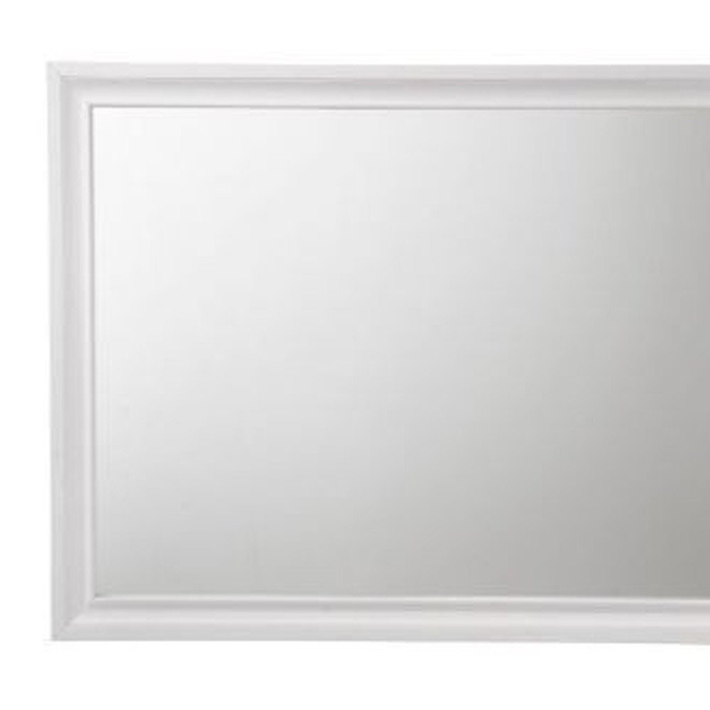 White Wood Framed Mounted Dresser Mirror - 36-inch