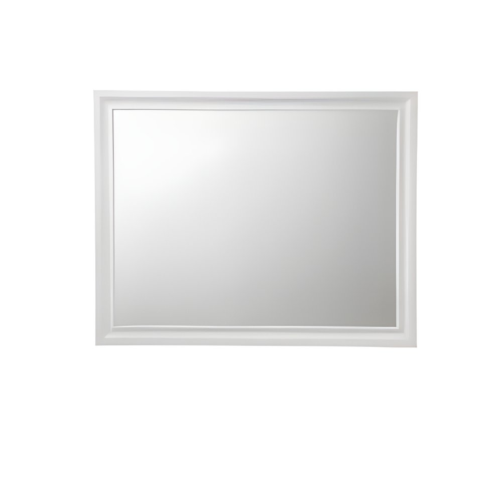 White Wood Framed Mounted Dresser Mirror - 36-inch