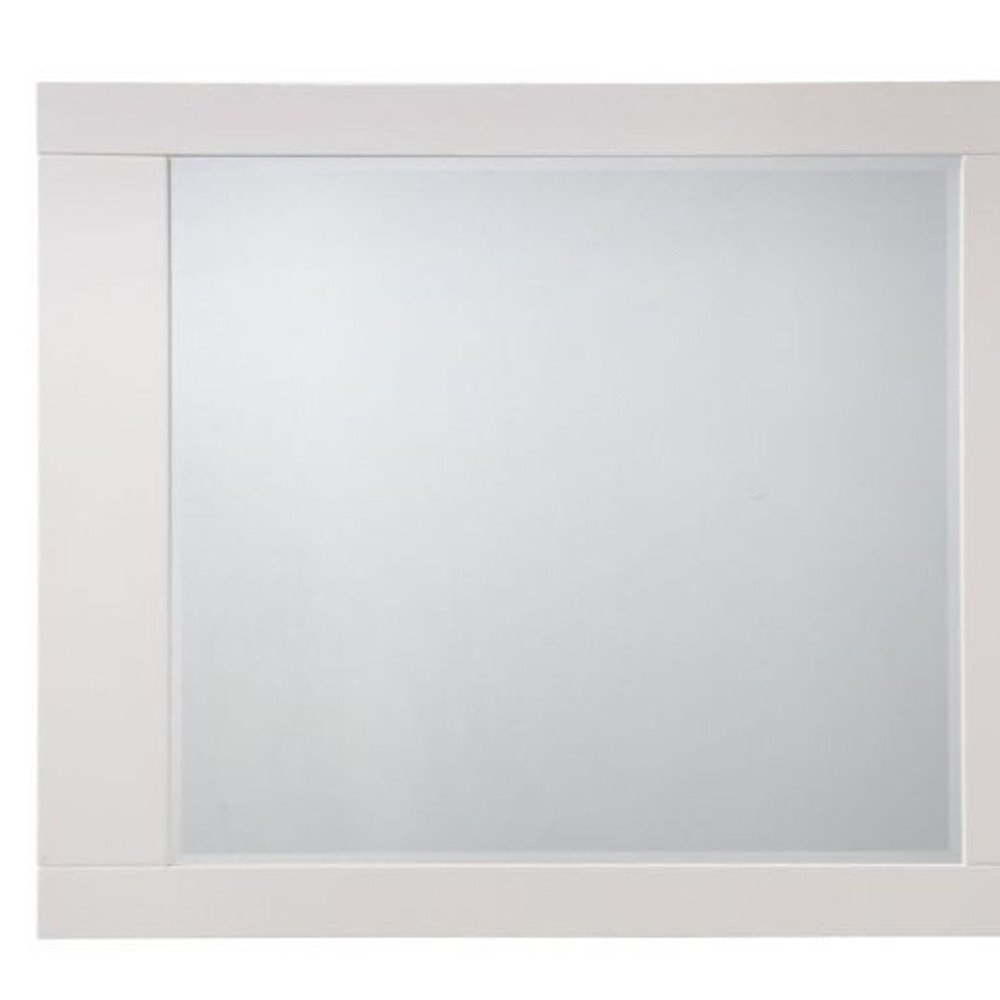 White Square Wood Framed Mounted Dresser Mirror - 37-inch