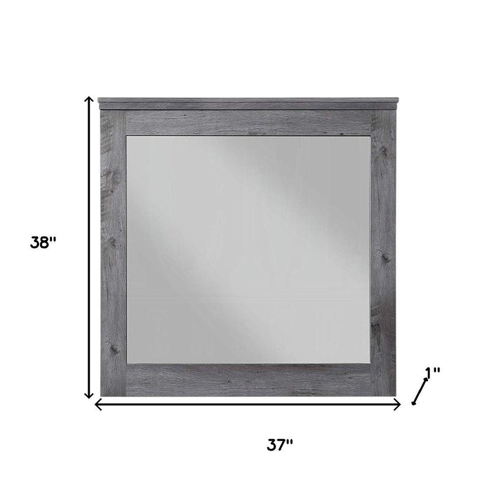 Square Wood Framed Mounted Dresser Mirror - 38-inch
