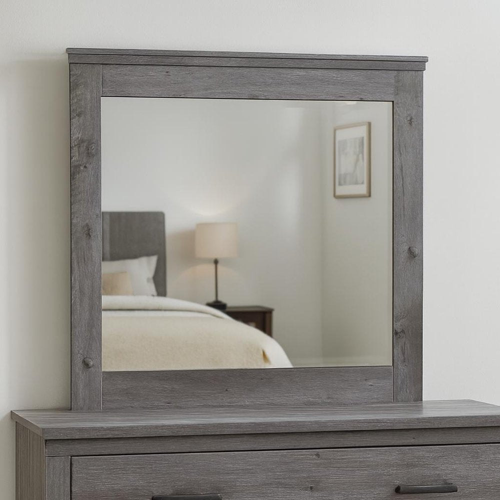 Square Wood Framed Mounted Dresser Mirror - 38-inch