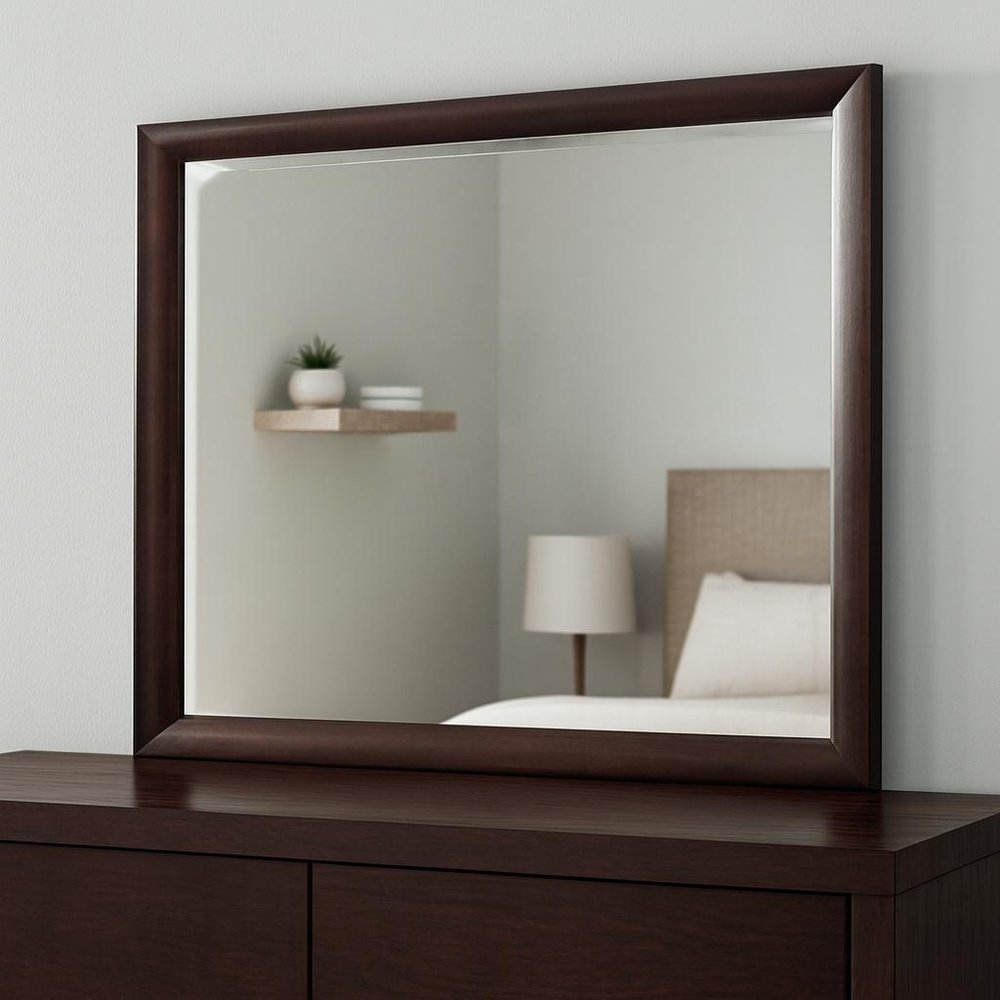 Merlot Wood Framed Mounted Dresser Mirror - 36-inch