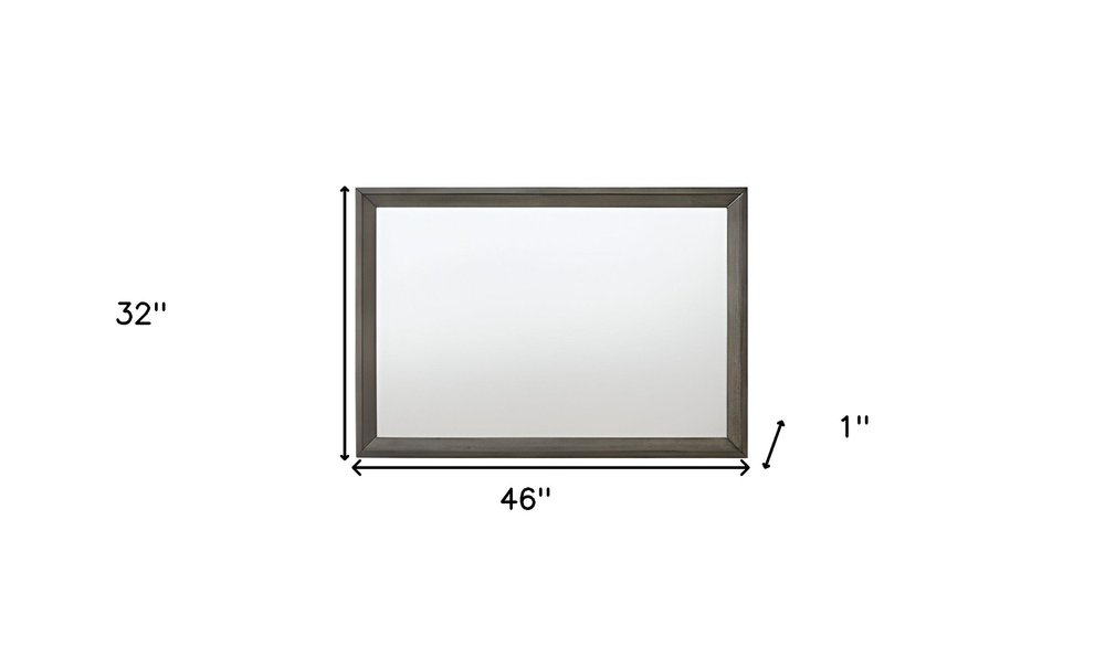 Gray Wood Framed Mounted Dresser Mirror - 32-inch