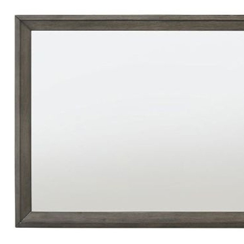 Gray Wood Framed Mounted Dresser Mirror - 32-inch