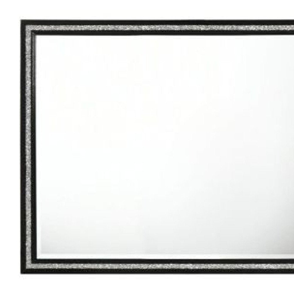 Black Wood Framed Mounted Dresser Mirror - 35-inch