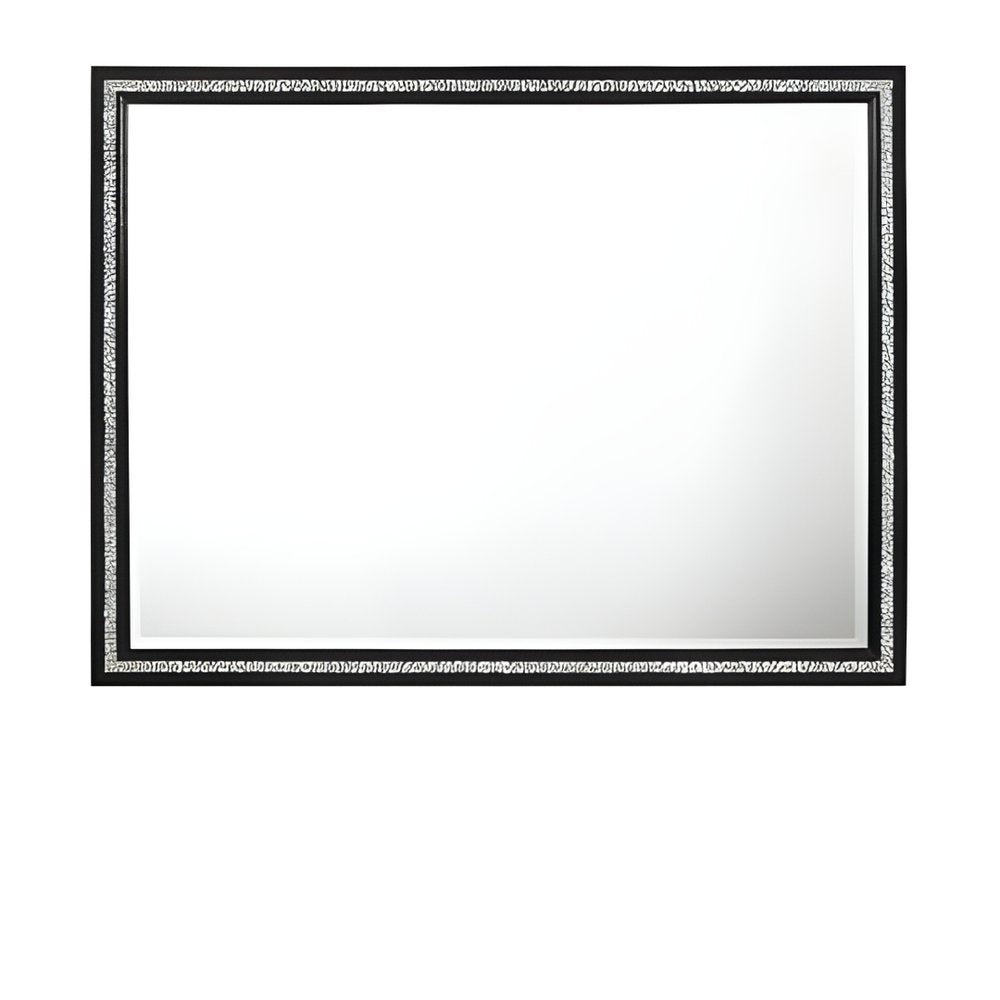 Black Wood Framed Mounted Dresser Mirror - 35-inch