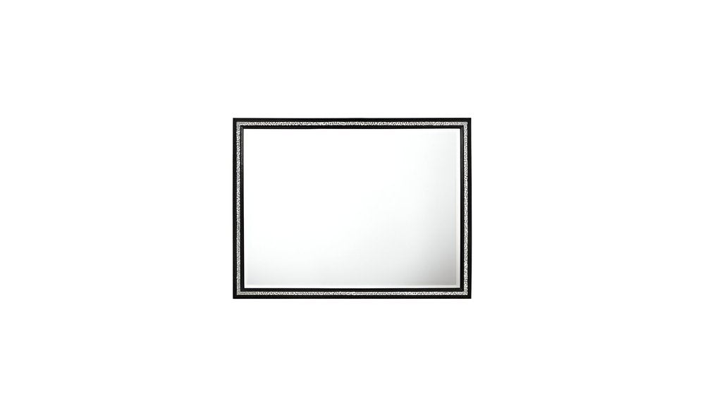 Black Wood Framed Mounted Dresser Mirror - 35-inch
