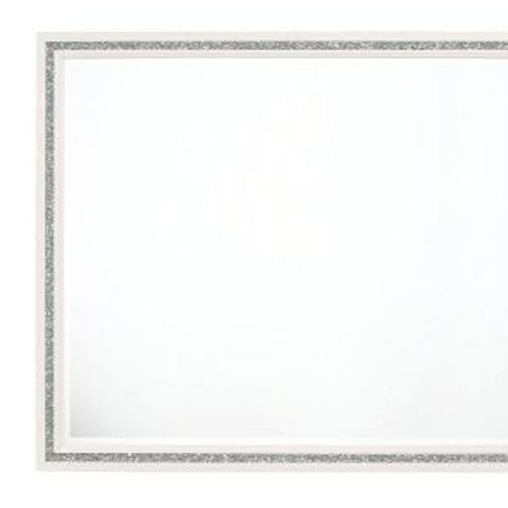 White Wood Framed Mounted Dresser Mirror - 35-inch