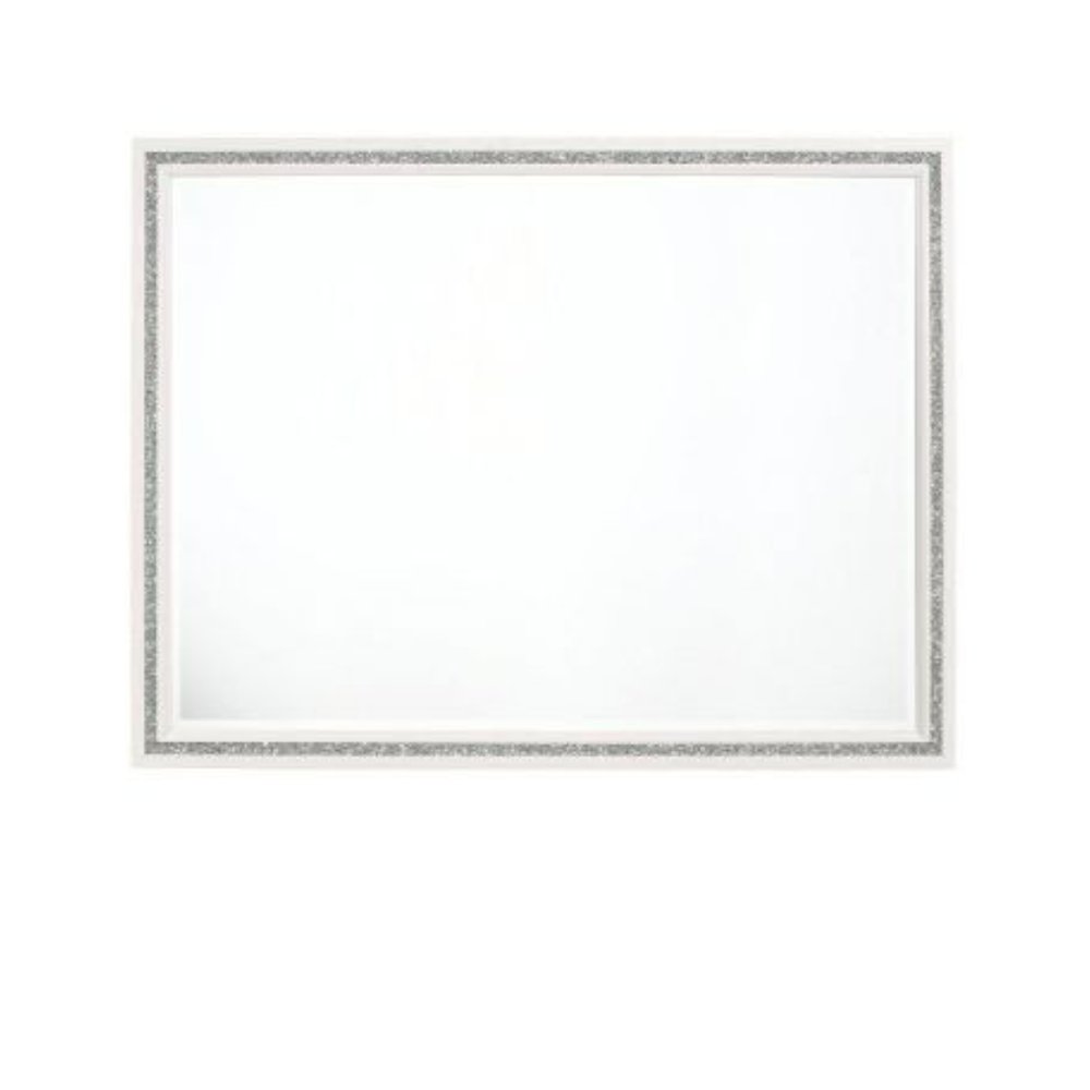 White Wood Framed Mounted Dresser Mirror - 35-inch
