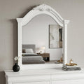 White Solid Wood Crowned Top Dresser Mount Framed Mirror - 43-inch